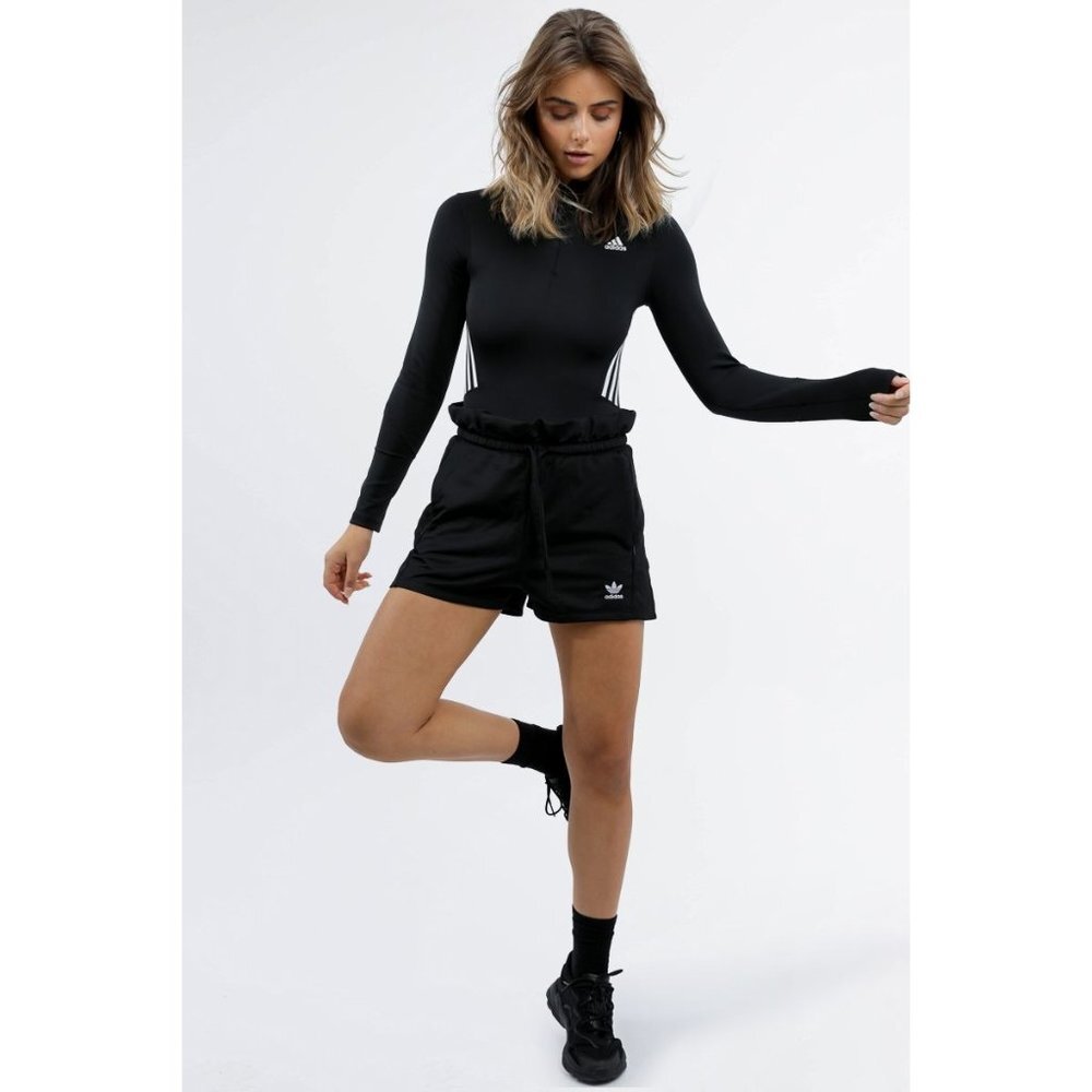 Adidas Women's Mesh Leotard Size XS Long Sleeves Black White Dance bodys…